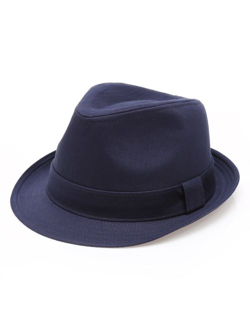 Classic Trilby Short Brim 100% Cotton Twill Fedora Hat with Band