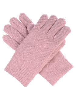 BYOS Winter Women's Toasty Warm Plush Fleece Lined Knit Gloves in Solid & Glitter