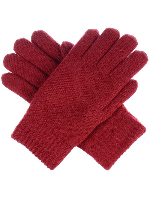 BYOS Winter Women's Toasty Warm Plush Fleece Lined Knit Gloves in Solid & Glitter