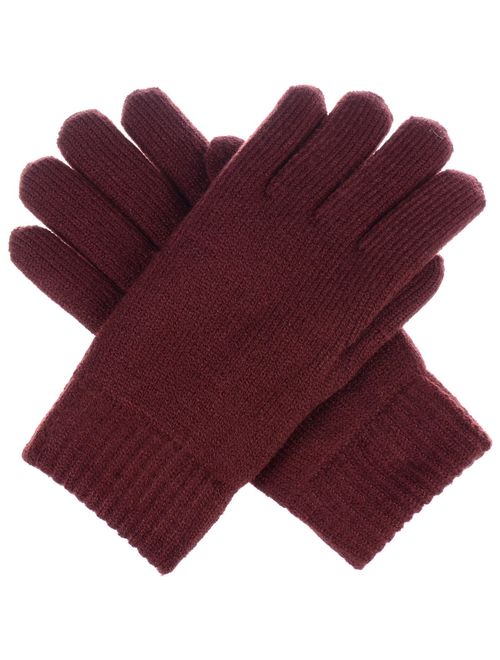 BYOS Winter Women's Toasty Warm Plush Fleece Lined Knit Gloves in Solid & Glitter