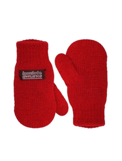 SANREMO Unisex Kids Toddler Knitted Fleece Lined Warm Winter Mittens