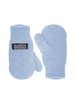 SANREMO Unisex Kids Toddler Knitted Fleece Lined Warm Winter Mittens