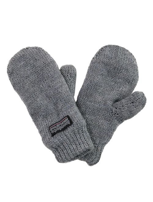 SANREMO Unisex Kids Toddler Knitted Fleece Lined Warm Winter Mittens