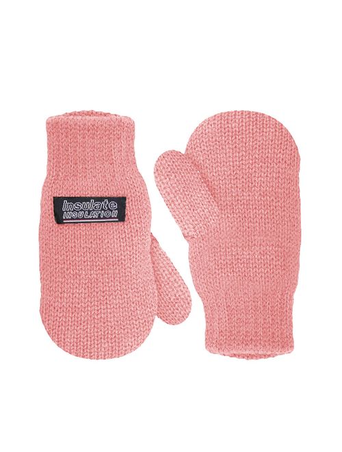 SANREMO Unisex Kids Toddler Knitted Fleece Lined Warm Winter Mittens