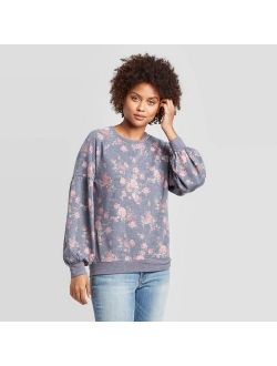 Women's Floral Print Crewneck Sweatshirt - Knox Rose Gray