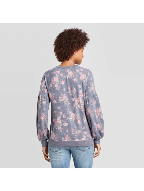 Women's Floral Print Crewneck Sweatshirt - Knox Rose Gray