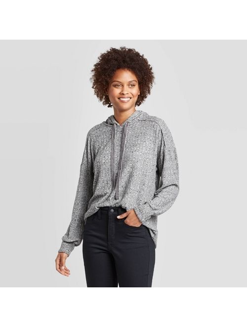 Women's Rib Knit Hoodie Sweatshirt - Knox Rose