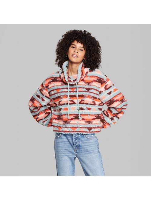 striped geometric cowl neck sweatshirt