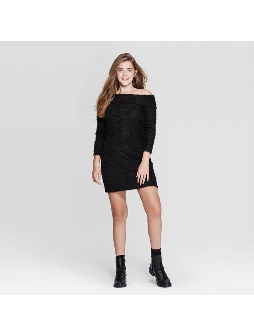 Women's Long Sleeve Off the Shoulder Sweater Mini Dress - Xhilaration