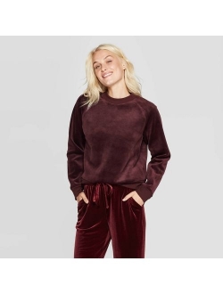 Women's Regular Fit Crewneck Velour Pullover - A New Day