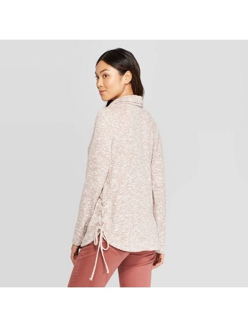 Women's Cowl Neck With Side Lace-Up Detail Sweatshirt - Knox Rose