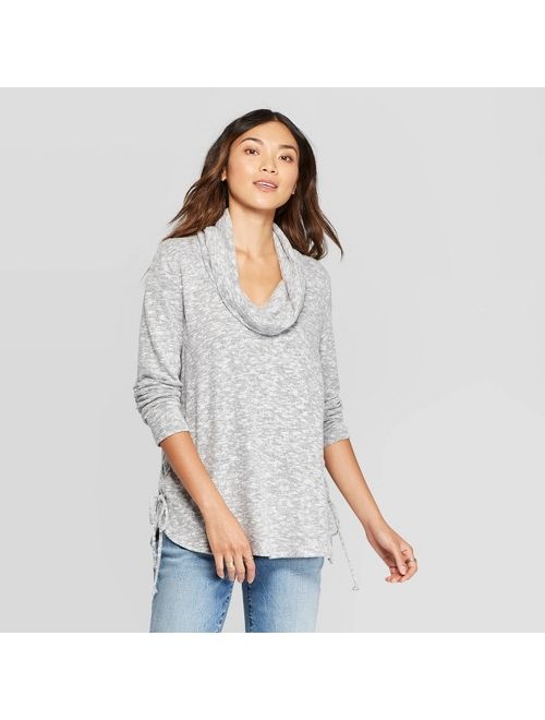 Women's Cowl Neck With Side Lace-Up Detail Sweatshirt - Knox Rose