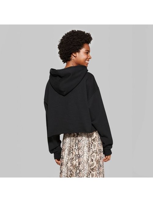 Women's Long Sleeve Cropped Hoodie - Wild Fable Black