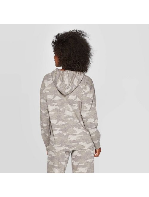 Women's Camo Print Hooded Sweatshirt - Knox Rose Gray