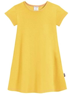 City Threads Girls' Soft Cotton Short Sleeve Cover Up Dress (Size 2T-16)