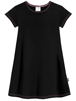 City Threads Girls' Soft Cotton Short Sleeve Cover Up Dress (Size 2T-16)