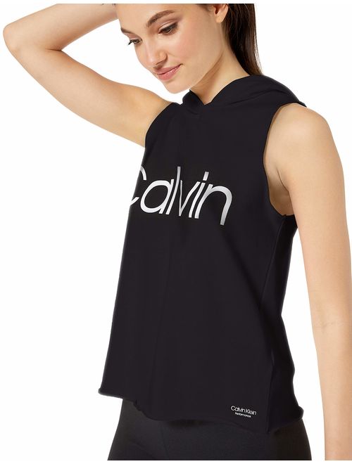 Calvin Klein Women's Calvin Logo Boxy Sleeveless Hoodie