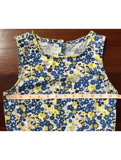 Girls Dress Scout + Ro Floral Cotton Blue White Yellow Sleeveless Size 10