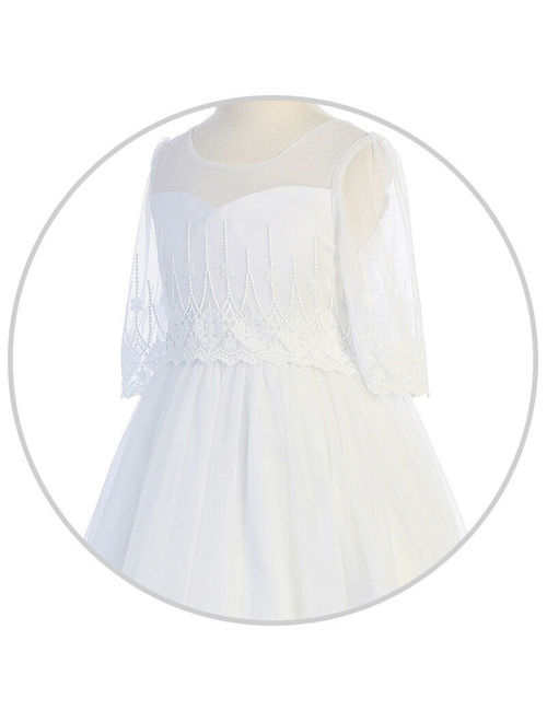 WHITE Flower Girl Dress Bridesmaid Formal Graduation Communion Wedding Pageant