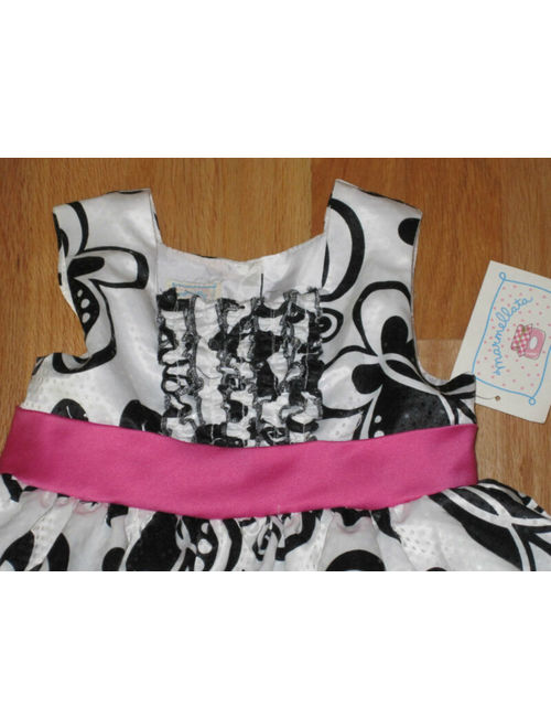 Girl Black White BUTTERFLIES pink sash Party Formal Dress NWT 5