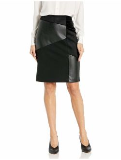 Women's Mixed Media Pencil Skirt