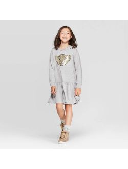 Girls' The Lion King Nala Sequin Hooded Dress - Heather Gray