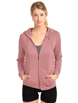 Sofra Women's Thin Cotton Zip Up Hoodie Jacket