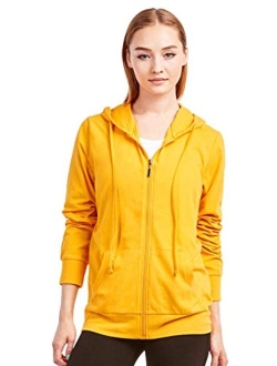 Sofra Women's Thin Cotton Zip Up Hoodie Jacket