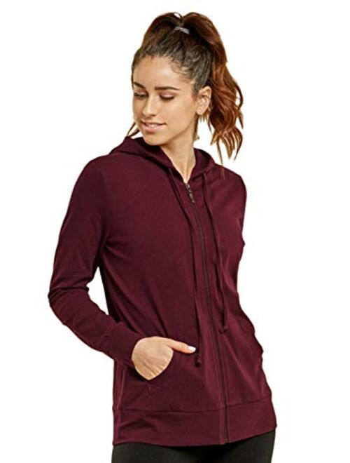 Sofra Women's Thin Cotton Zip Up Hoodie Jacket