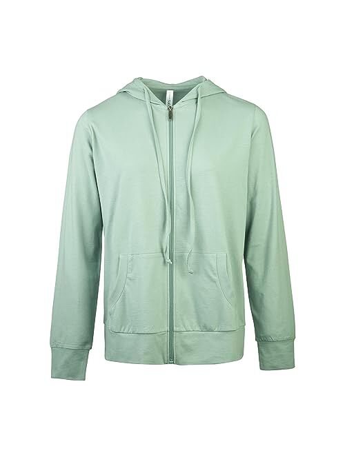 Sofra Women's Thin Cotton Zip Up Hoodie Jacket