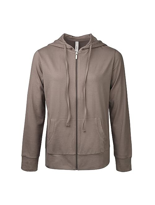 Sofra Women's Thin Cotton Zip Up Hoodie Jacket