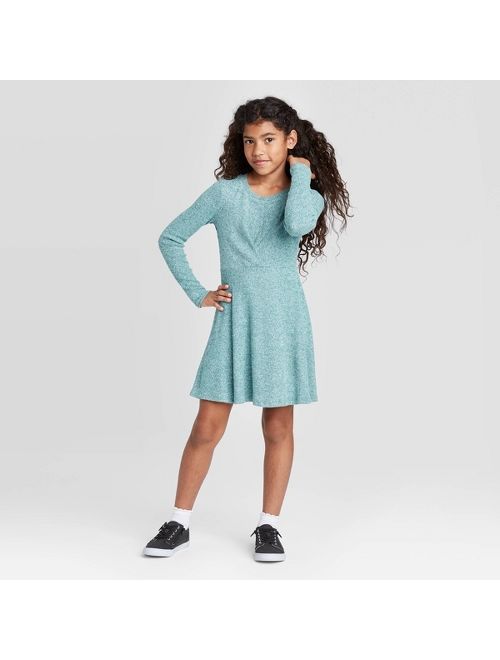 Girls' Long Sleeve Hacci Skater Dress - art class