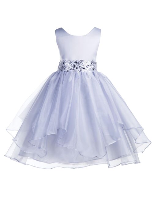 Ekidsbridal Asymmetric Ruffled Organza Sequin Flower Girl Dress Weddings Easter Special Occasions Pageant Toddler Birthday Party Holiday Bridal Baptism Junior Bridesmaid 