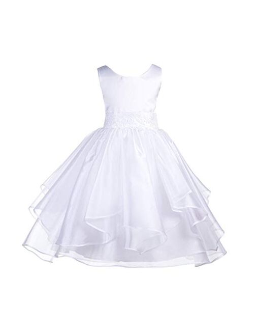 Ekidsbridal Asymmetric Ruffled Organza Sequin Flower Girl Dress Weddings Easter Special Occasions Pageant Toddler Birthday Party Holiday Bridal Baptism Junior Bridesmaid 