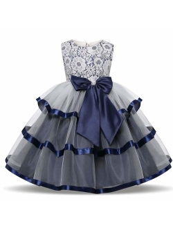 TTYAOVO Girls Lace Applique Dress Birthday Wedding Party Princess Prom Dresses