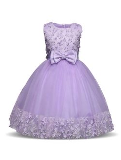 TTYAOVO Girls Lace Applique Dress Birthday Wedding Party Princess Prom Dresses