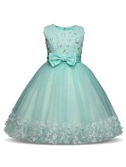 TTYAOVO Girls Lace Applique Dress Birthday Wedding Party Princess Prom Dresses