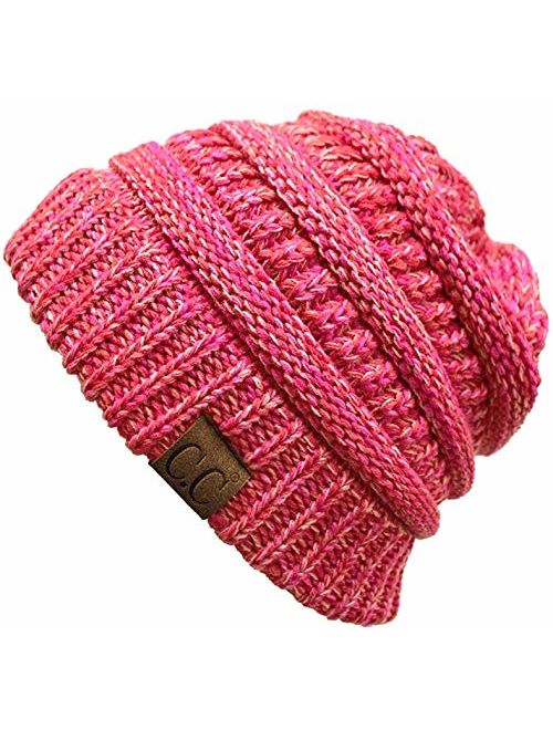 Funky Junque Trendy Warm Chunky Soft Marled Cable Knit Slouchy Beanie