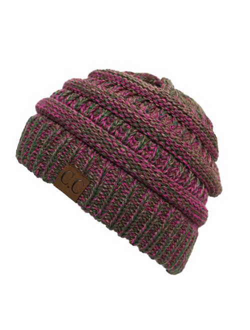 Funky Junque Trendy Warm Chunky Soft Marled Cable Knit Slouchy Beanie