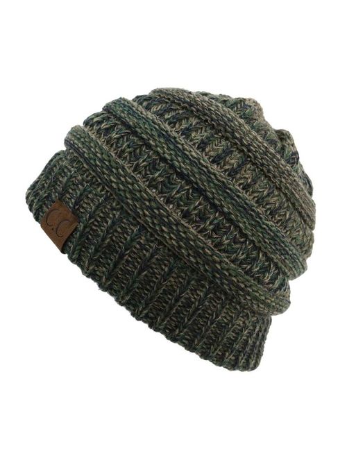 Funky Junque Trendy Warm Chunky Soft Marled Cable Knit Slouchy Beanie