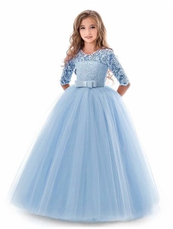 TTYAOVO Girls Pageant Princess Flower Dress Kids Prom Puffy Ball Gowns