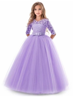 TTYAOVO Girls Pageant Princess Flower Dress Kids Prom Puffy Ball Gowns