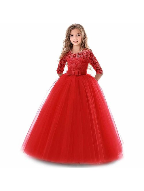 TTYAOVO Girls Pageant Princess Flower Dress Kids Prom Puffy Ball Gowns