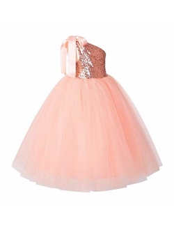 One-Shoulder Sequin Tutu Flower Girl Dresses Wedding Pageant Dress Tutu Dress Communion Dresses 182