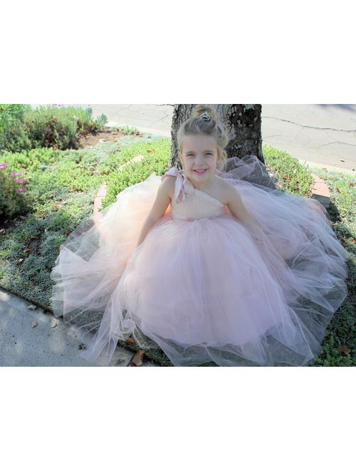 One-Shoulder Sequin Tutu Flower Girl Dresses Wedding Pageant Dress Tutu Dress Communion Dresses 182