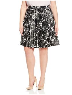 Women's Plus-Size Printed Pleated Skirt