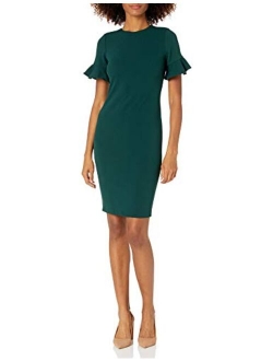 Women's Short Flutter Sleeved Sheath Dress