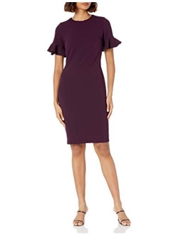 Women's Short Flutter Sleeved Sheath Dress