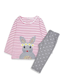 Minilove Girls' Embroidery Long Sleeve Striped Clothing Set