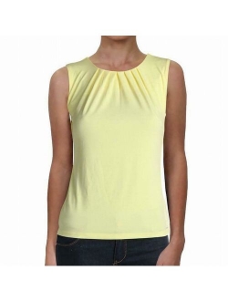 Women's Petite Solid Pleat Neck Cami